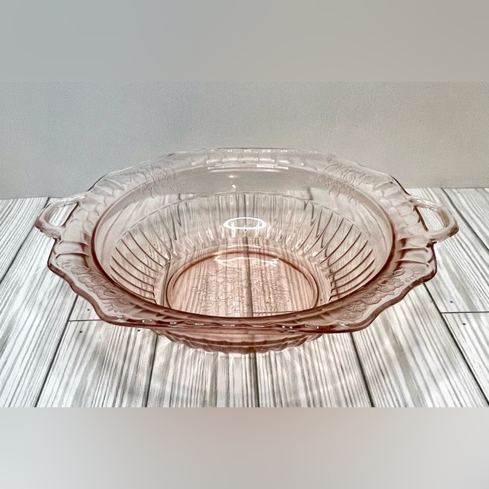 Mayfair Open Rose Pink Depression Glass Vegetable Bowl
